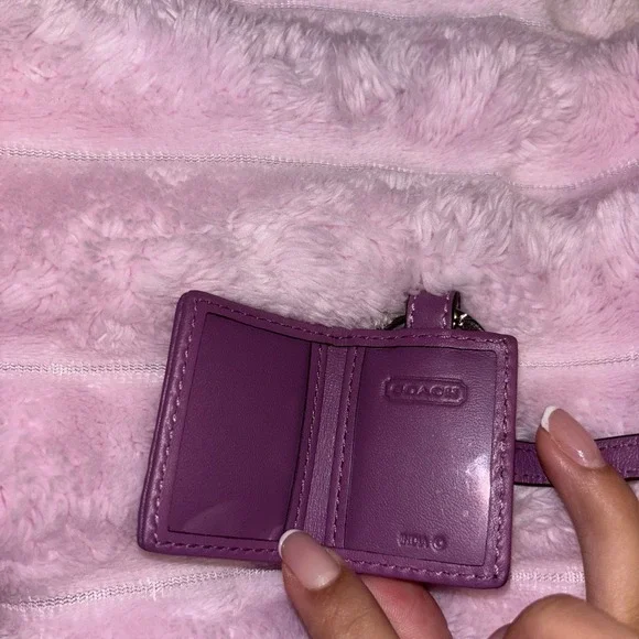 Coach Purple Heart Vtg Signature Leather Photo Frame Holder